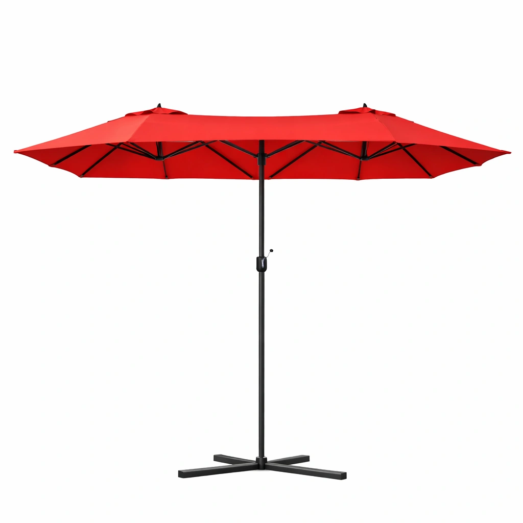 Sombrilla de jardin central con estructura metalica y apertura manual-cozanoe